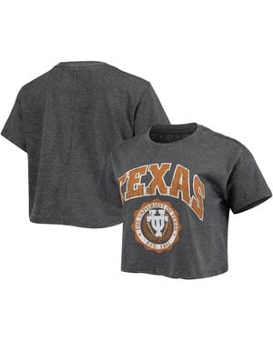 Pressbox Texas Longhorns Edith Vintage-like Burnout Crop T-shirt - Gray
