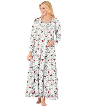 Dreams & Co. Plus Size Long-sleeve Gown - White