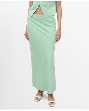 Mango Linen-blend Straight Skirt - Green