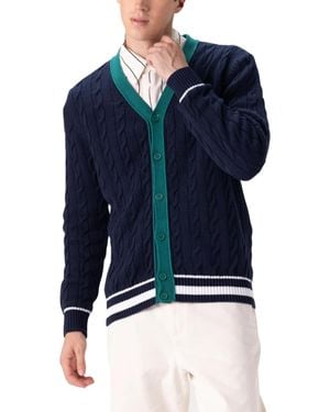 Members Only Cable Knit Cardigan - Blue
