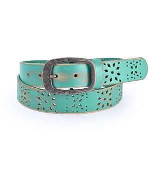 Old Trend Blooming Crocus Leather Belt - Blue