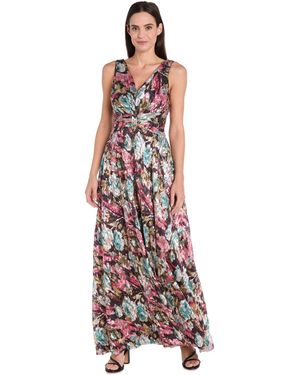 R & M Richards Sleeveless Metallic A-line Dress - White