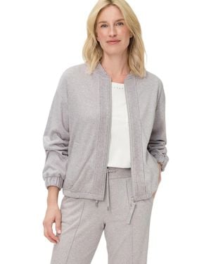 Olsen Collarless Zip Front Jersey Jacket - Gray
