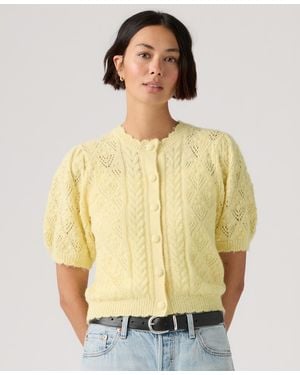 Levi's Pauline Pointelle Short-sleeve Cardigan - Yellow