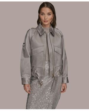 Donna Karan Long-sleeve Belted Jacket - Brown