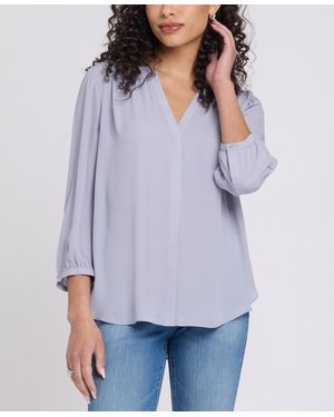 NYDJ Pintuck Split Neck Top - Purple