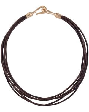 Laundry by Shelli Segal Multi Row Suede Cord Necklace Brass - Metallic
