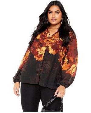 Avenue Iris Placement Shirt - Orange