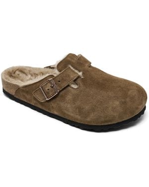Birkenstock Boston Suede Shearling Arch Support Clogs From Finish Line - Brown