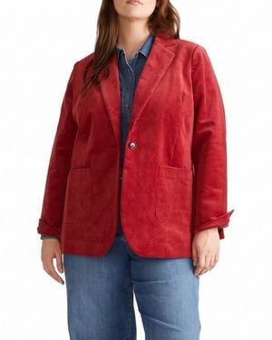 UNIVERSAL STANDARD Plus Size Davis Single-button Corduroy Blazer - Red