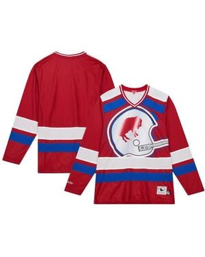 Mitchell & Ness Buffalo Bills Big Face 7.0 Long Sleeve Jersey T-shirt - Red