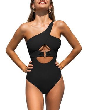 CUPSHE Alluring One-shoulder One-piece Swimsuit - Black