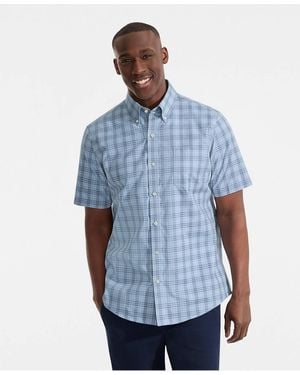 Lands' End Short Sleeve No Iron Twill Shirt - Blue