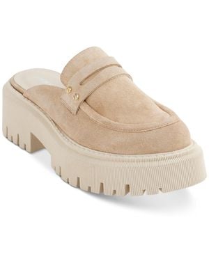 DKNY Luna Slip-on Lug Platform Penny Loafer Mules - Natural