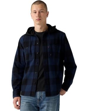 Levi's Classic Hooded Worker Plaid Long-sleeve Shirt - Blue