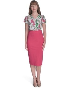 Tommy Hilfiger Back-zip Midi Pencil Skirt - Red