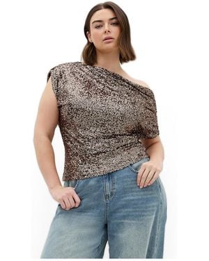 City Chic Plus Size Adorn Sequin Top - Multicolor