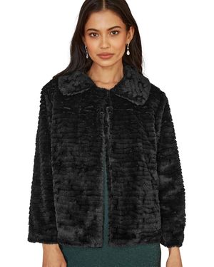 Yumi' Faux Fur Short Jacket - Black
