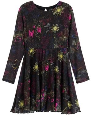 Desigual Girls's Printed Knit Dress - Black
