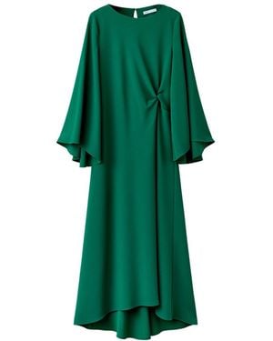 Mango Knot Detail Flared-sleeve A-line Dress - Green