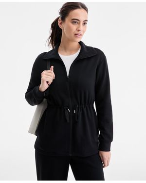 ID Ideology Butter Soft Tie Waist Full Zip Jacket - Black