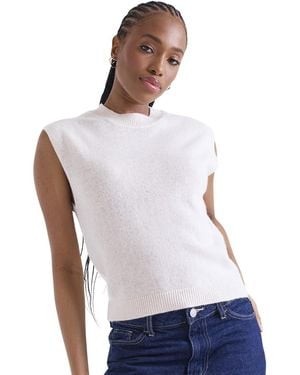 1982 Zarah Crew Neck Cashmere Knit Vest - White