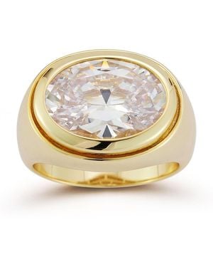 Rachel Zoe 14k Plated Sterling Silver Oval Signet Ring - Metallic