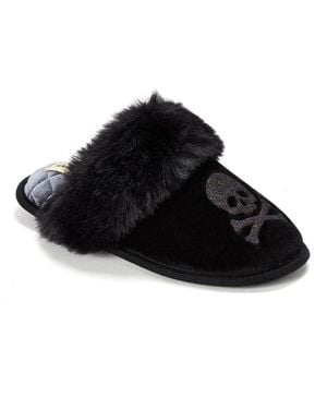 Dearfoams Halloween Velour Scuff Slippers - Black