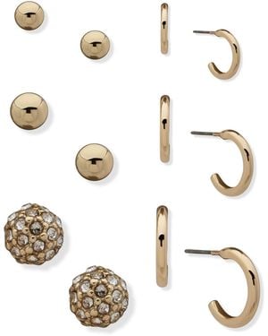 Nine West Hoop And Ball Stud 6 Pack Earrings Gold Tone - Metallic
