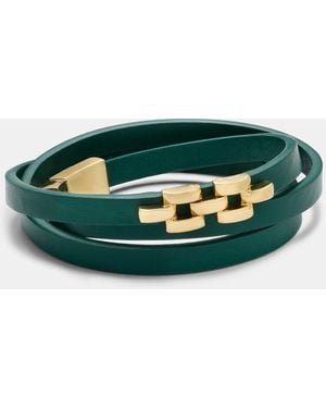 On 34th Faux Leather Wrap Bracelet - Green