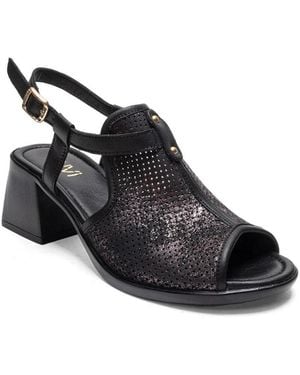 Forever & Always Shoes Janelle Leather Block Heel Sandal - Black