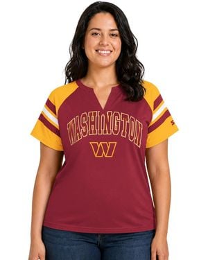 Starter Washington Commanders Plus Size Game On Notch Neck Raglan T-shirt - Red