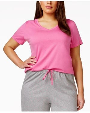 Hue Plus Size V-neck Pajama Top - Pink