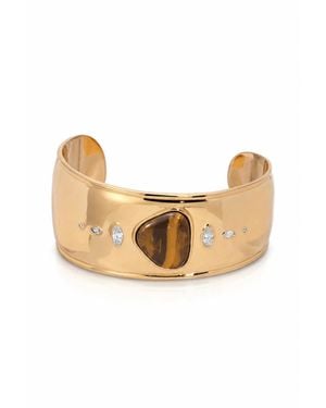Ettika 18k Gold-plated Tiger's Eye Solstice Thick Cuff Bracelet - White