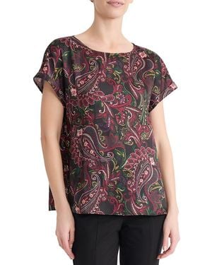 Jones New York Boat Neck Short-sleeve Paisley Print Blouse - Red