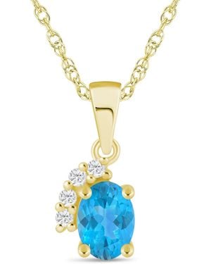 Macy's Gemstone And Diamond Pendant Necklace (1/20 Ct. T.w. - Blue