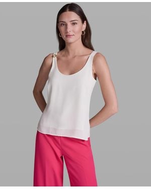 BCBGMAXAZRIA Solid Sleeveless Scoop Neck Woven Top - Multicolor