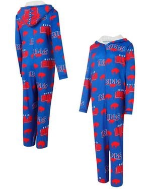 Concepts Sport Buffalo Bills Throwback Roadway Allover Print Microfleece Full-zip Union Suit - Blue