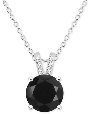 Macy's Labradorite & Diamond Accent 18" Pendant Necklace - Black