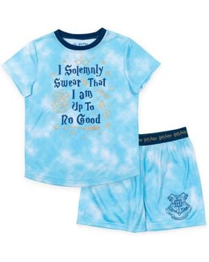 Harry Potter Girls Pajama Shirt And Shorts Sleep Set - Blue