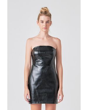 Grey Lab Strapless Faux Leather Mini Dress - Black