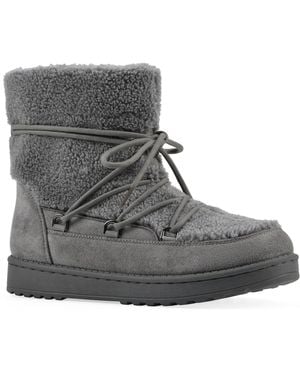 White Mountain Isador Faux Sherpa Lace-up Boots - Gray