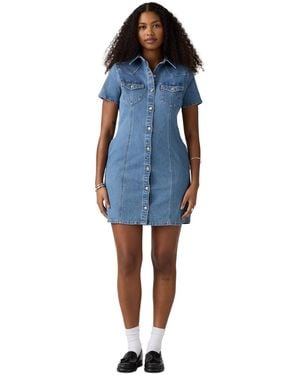 Levi's Trace Western Denim Shirt Dress - Blue