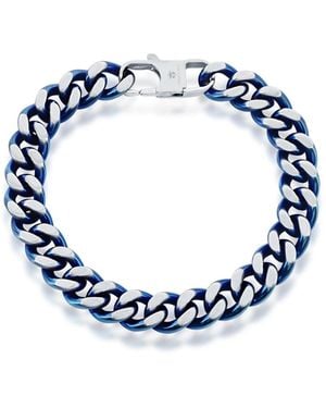 Metallo Stainless Steel 10.5mm Cuban Chain Bracelet - Blue