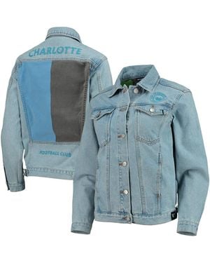 The Wild Collective Charlotte Fc Print Denim Button-up Jacket - Blue