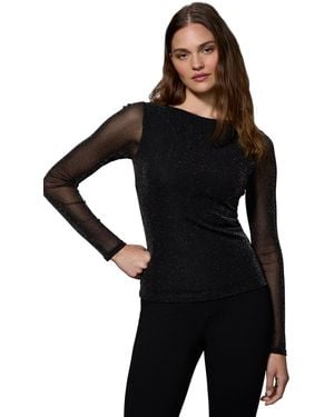 Sanctuary Sparkle Boatneck Long-sleeve T-shirt - Black