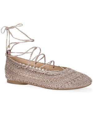 On 34th Lace Up Round Toe Flats - Pink