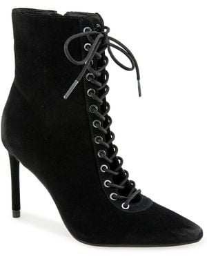 Kenneth Cole Quest Pointed Toe Stiletto Suede Booties - Black