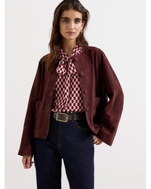 Phase Eight Madison Suede Long Sleeve Jacket - Red