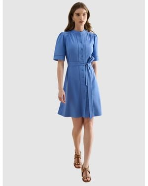 Hobbs Livvie Belted Mini Shirt Dress - Blue